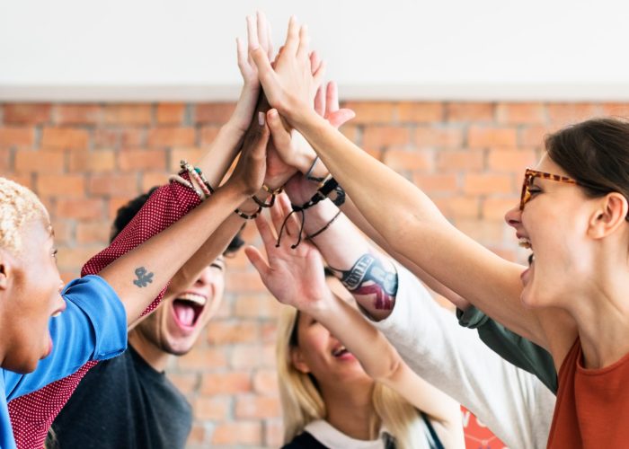 Teamwork Power Successful Meeting Workplace Concept